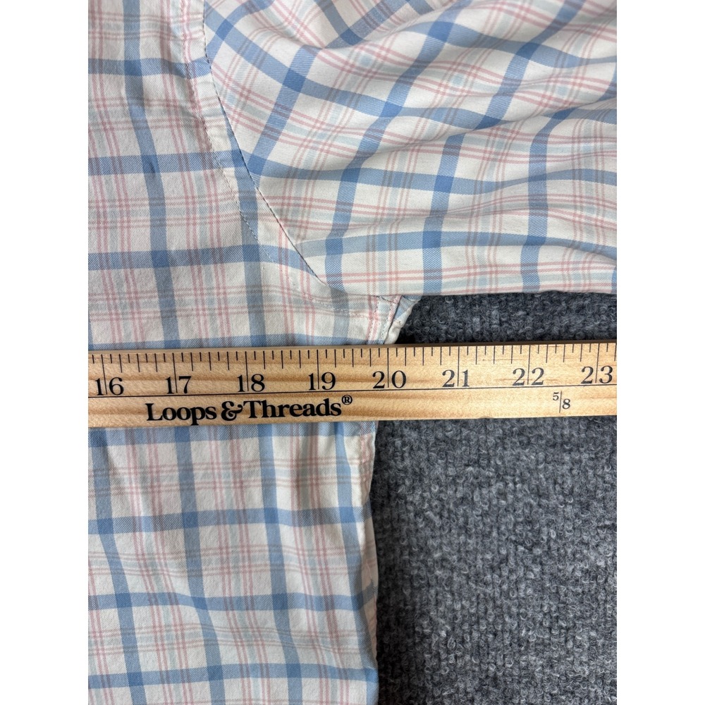 Faherty Shirt Mens Small Blue White Pink Plaid Button Down Long Sleeve Preppy - Picture 4 of 6